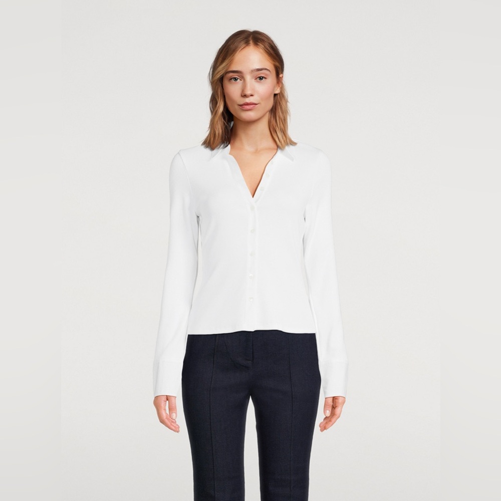 Veronica Beard Women's Scottie Stretch Cotton Shirt Size Medium White